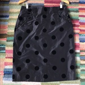 J.Crew Silk Black Polka Dot Pencil Skirt